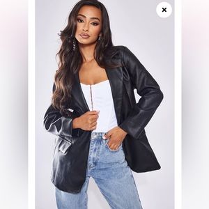 Faux Leather Oversized Blazer